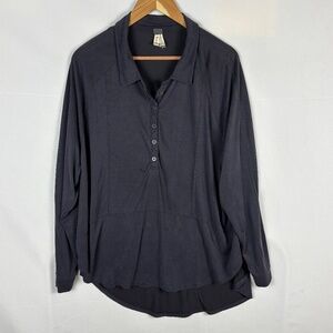 We The Free Women LongSleeve Popover Oversized Shirt Sz S‎ Purple Boho High Low